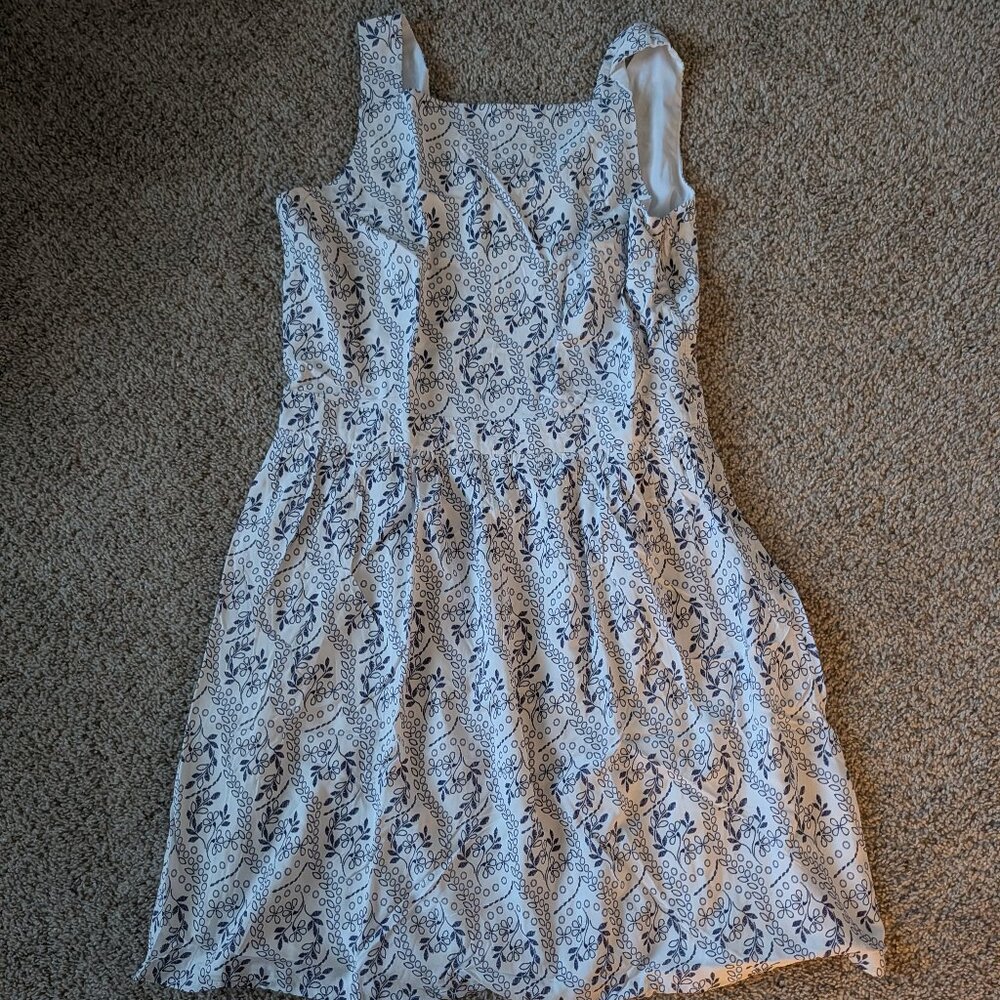NWT white/navy LOFT sundress, 10 Tall (10T)
